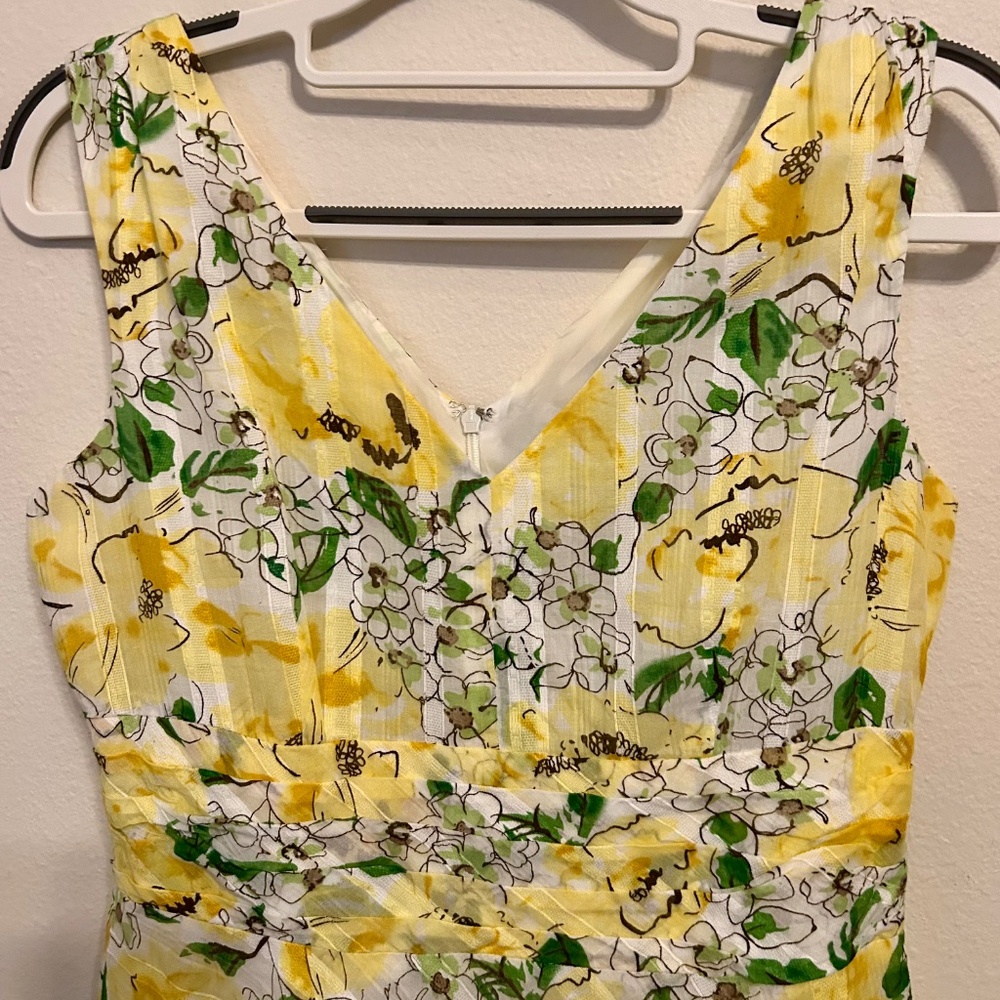 ROBBIE BEE Yellow floral dress, sleeveless, Size 6Petite - Picture 3 of 8